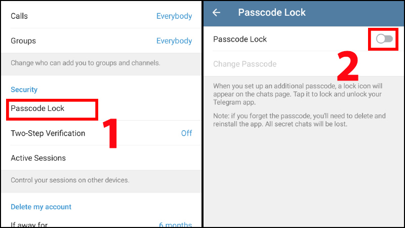 Bạn chọn Passcode Lock > nhấn vào dấu Tick để bắt đầu cài mã PIN.